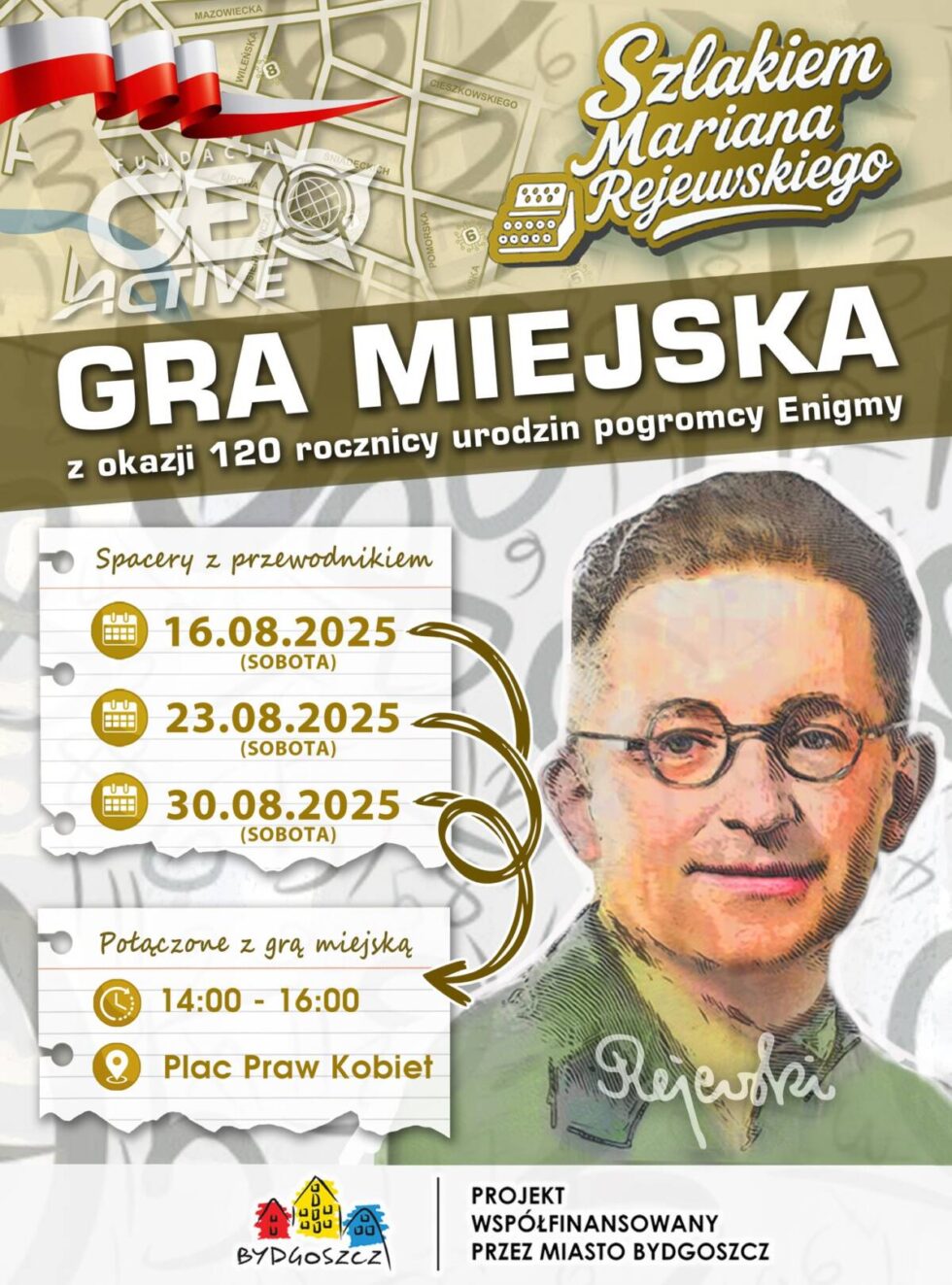 Spacery i gra miejska dla bydgoszczan. Wszystko, by uczcić rocznicę urodzin Mariana Rejewskiego