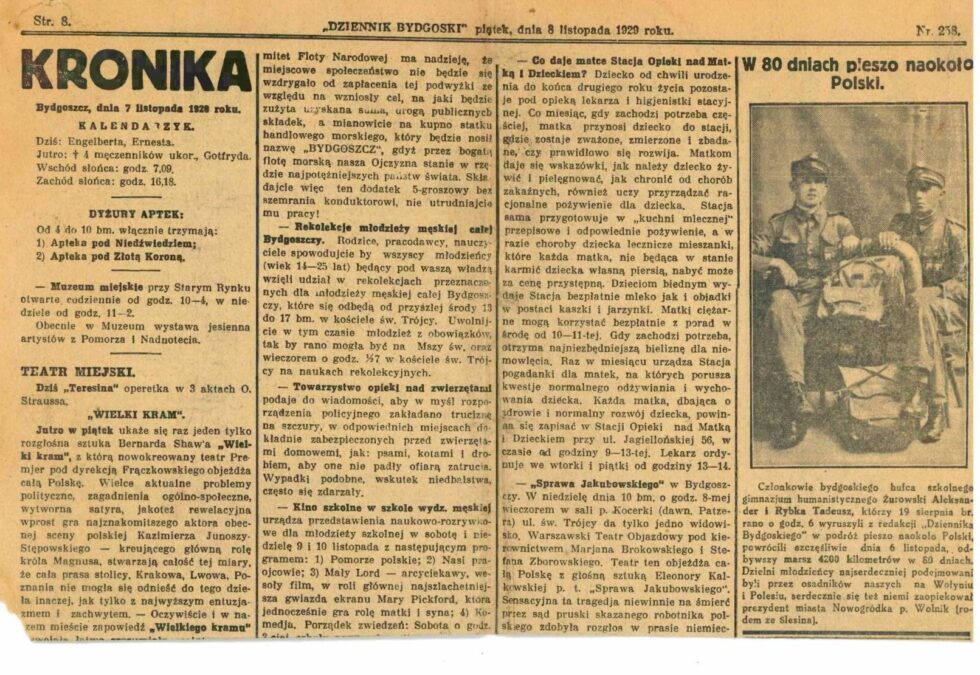 Dwie piesze wędrówki Bydgoszczan dookoła Polski. Pierwsza odbyła się w 1929 roku – syn i wnukowie powtórzyli wyprawę prawie 60 lat później